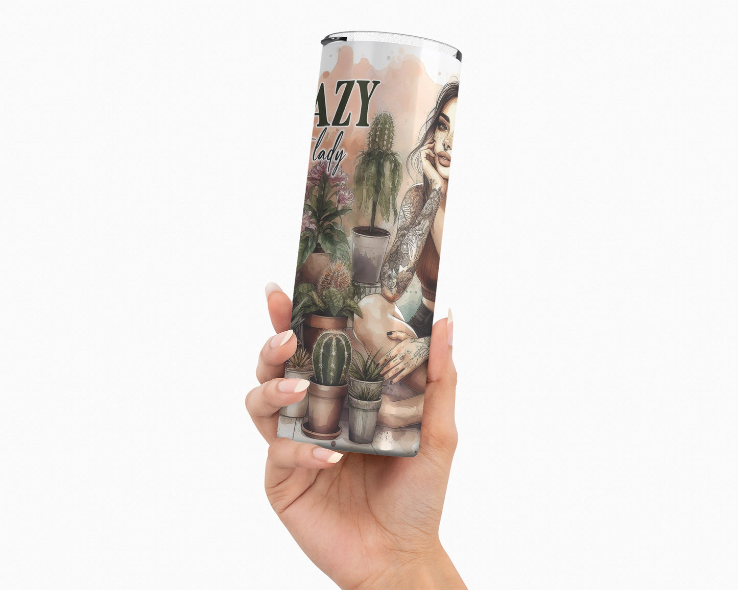 Crazy Plant Lady / 20oz Boho Chic Tumbler With Straw / Gift For Plant Lovers