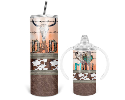 Rustic Rodeo Dad And Mini Tumbler Set / Matching Daddy And Me / Gift For Him / Kids 2-in-1 Cup