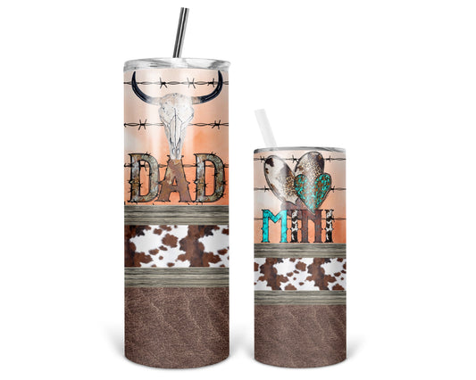 Rustic Rodeo Dad And Mini Tumbler Set / Matching Daddy And Me / Gift For Him / Kids 2-in-1 Cup