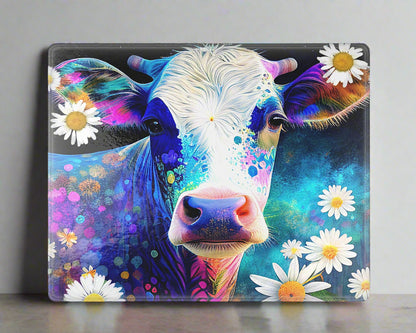 Dazzlesome Daisies Cutting Board - Tempered Glass Cow Chopping Board - Farmhouse Home Decor