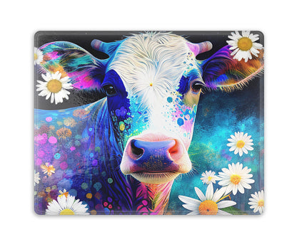 Dazzlesome Daisies Cutting Board - Tempered Glass Cow Chopping Board - Farmhouse Home Decor