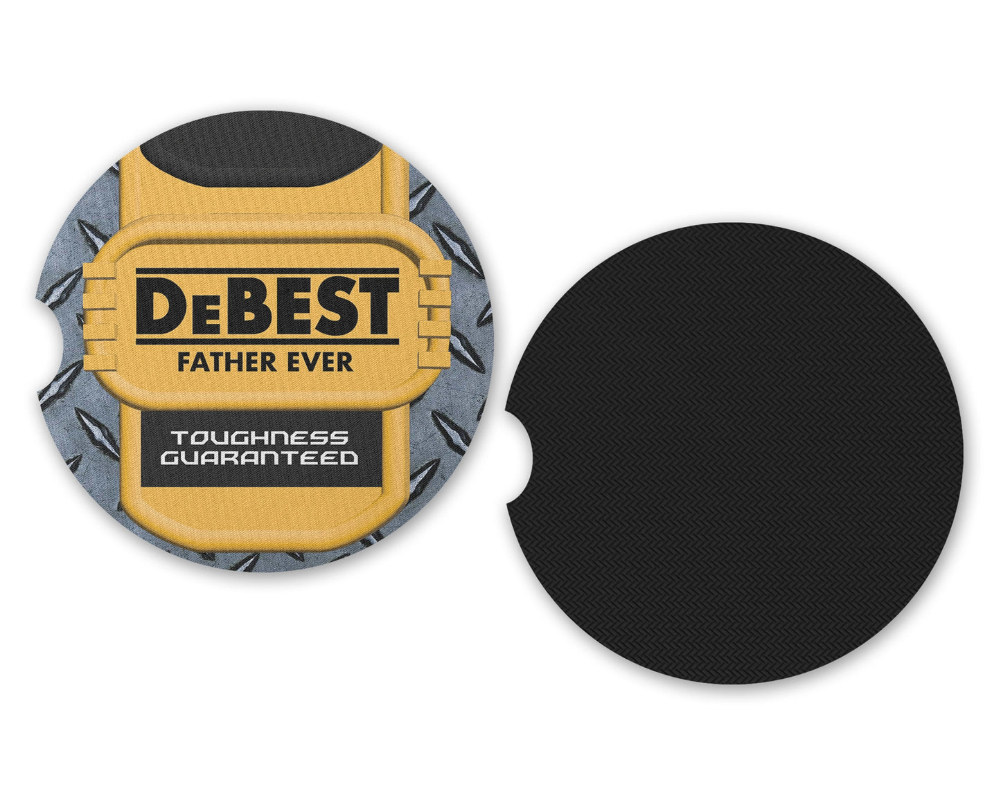 DeBest Father Ever Coasters - Set of 2 Funny Cup Holder Coasters - Gift For Dad