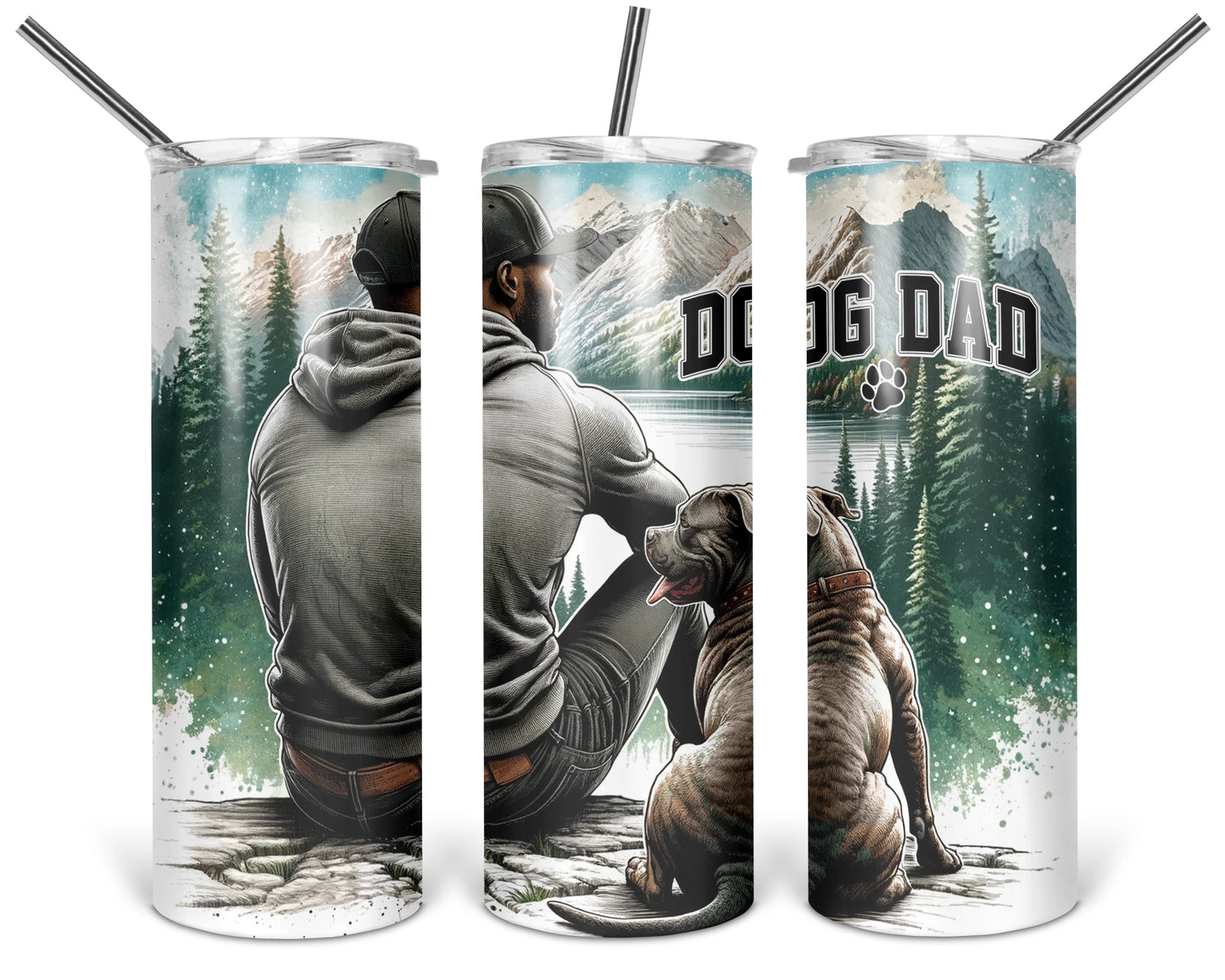 Dog Dad Tumbler / Animal Lover Tumbler With Straw / Fur Dad Gift For Him / Pitbull Tumbler