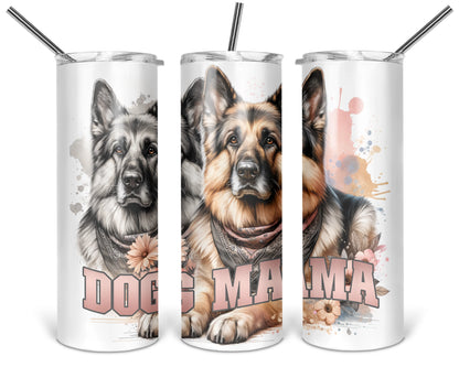 Dog Mama Tumbler / German Shepherd Tumbler With Straw /  Gift For Animal Lovers