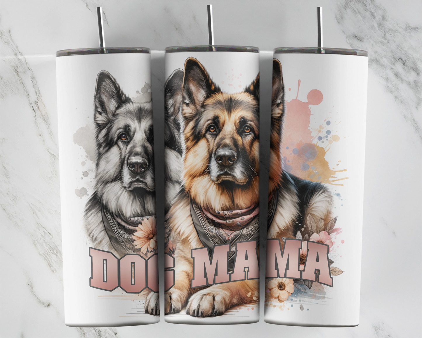 Dog Mama Tumbler / German Shepherd Tumbler With Straw /  Gift For Animal Lovers