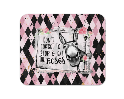 Don't Forget To Eat The Roses Mouse Pad / Funny Donkey Laptop Desk Mat / Inspirational Desk Accessories