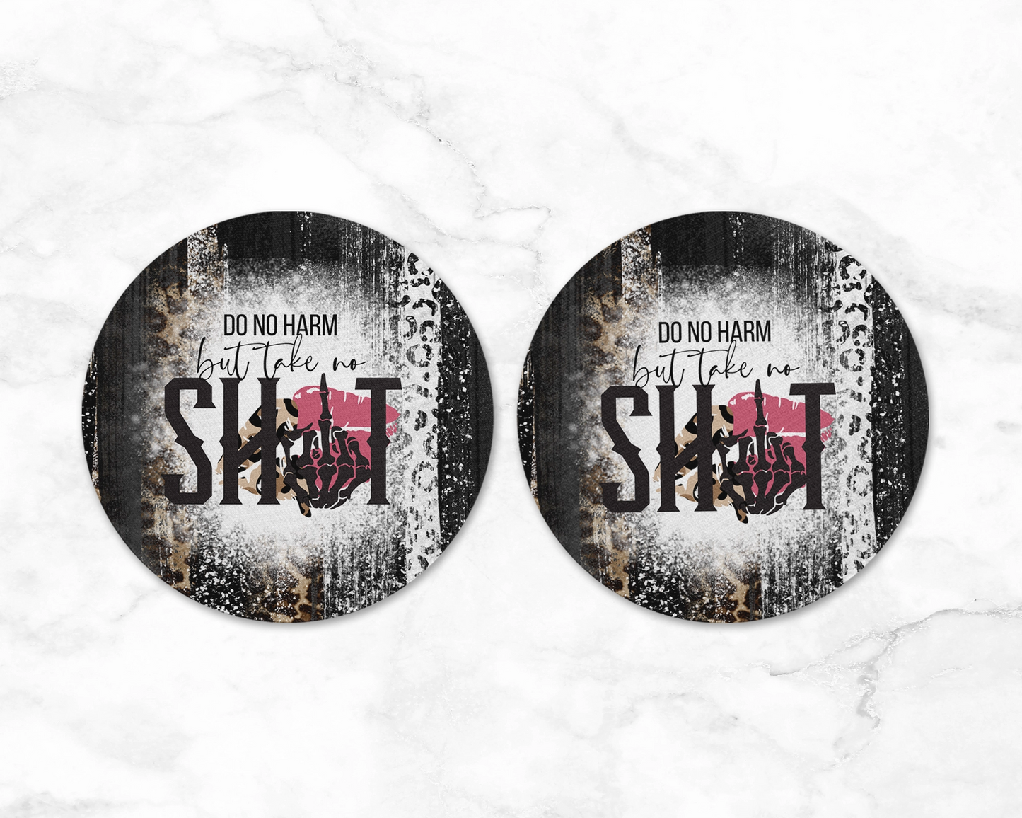 Do No Harm Take No Sh!t Coasters - Set of Funny Coasters - Self Empowerment Office Accessories