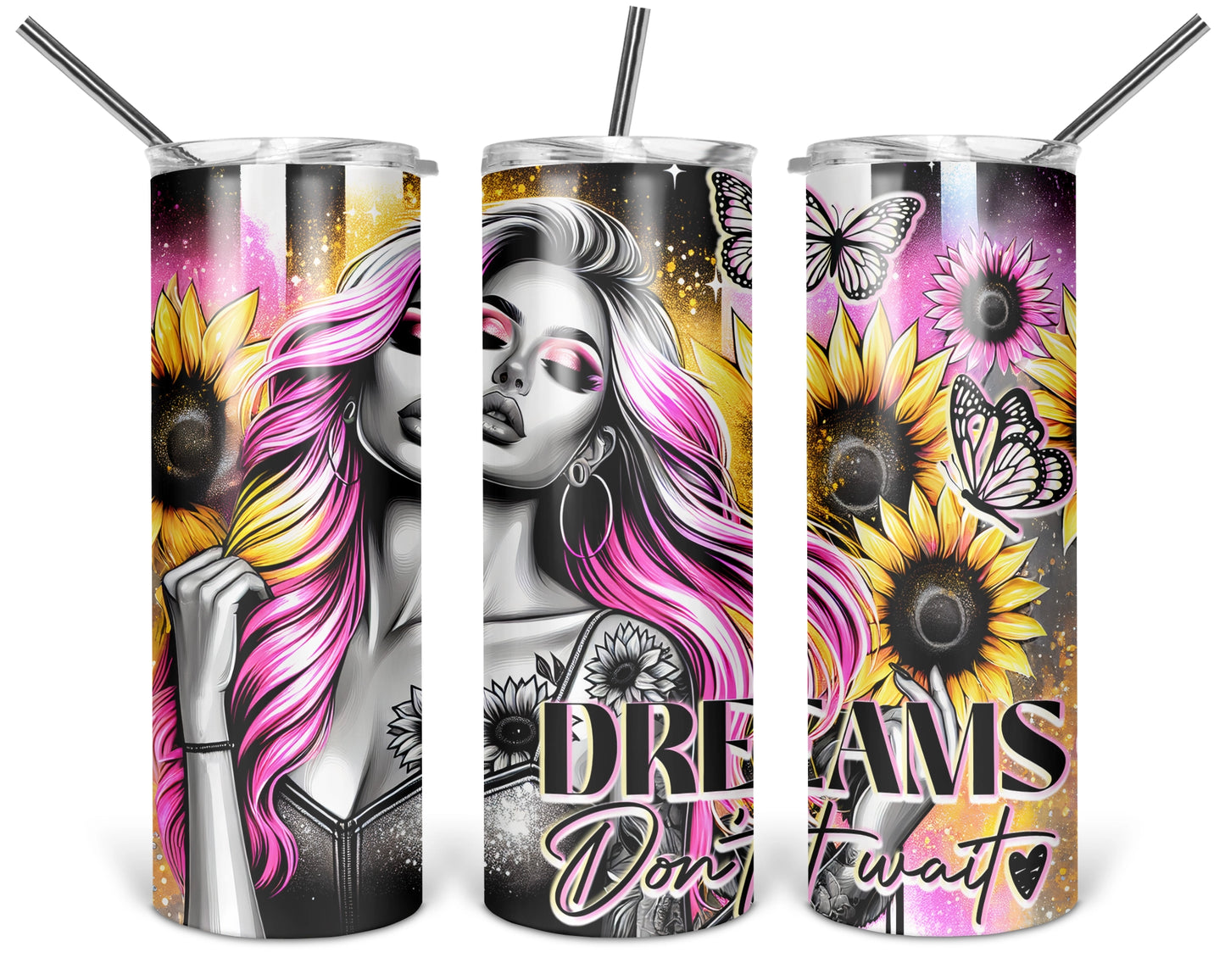 Dreams Don't Wait Tumbler / Inspitartional Dream Big Tumbler With Straw / Motivational Gift For Her