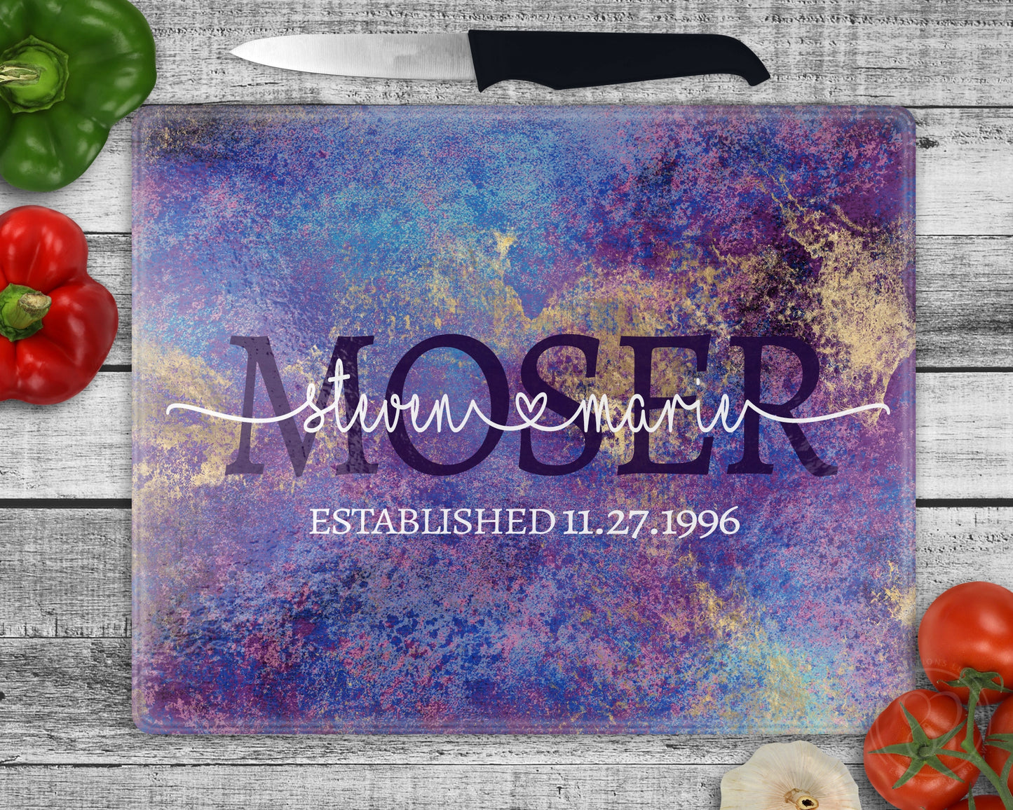 Dreams of Violet Cutting Board / Personalized Glass Chopping Board / Gift For Annniversary