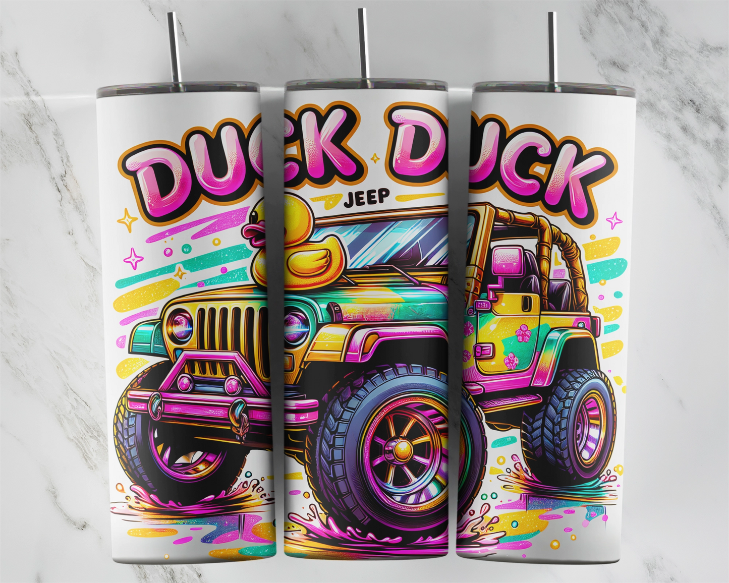 Duck Duck Jeep / 20oz Rubber Ducky Tumbler With Straw / Jeep Ducking Tumbler / Gift For Owners