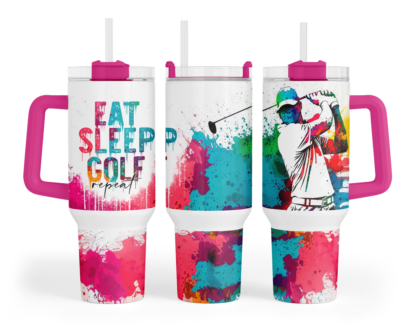 Eat Sleep Play Golf Tumbler - 40oz Golfing Sports Tumbler With Handle - Gift For Golfer