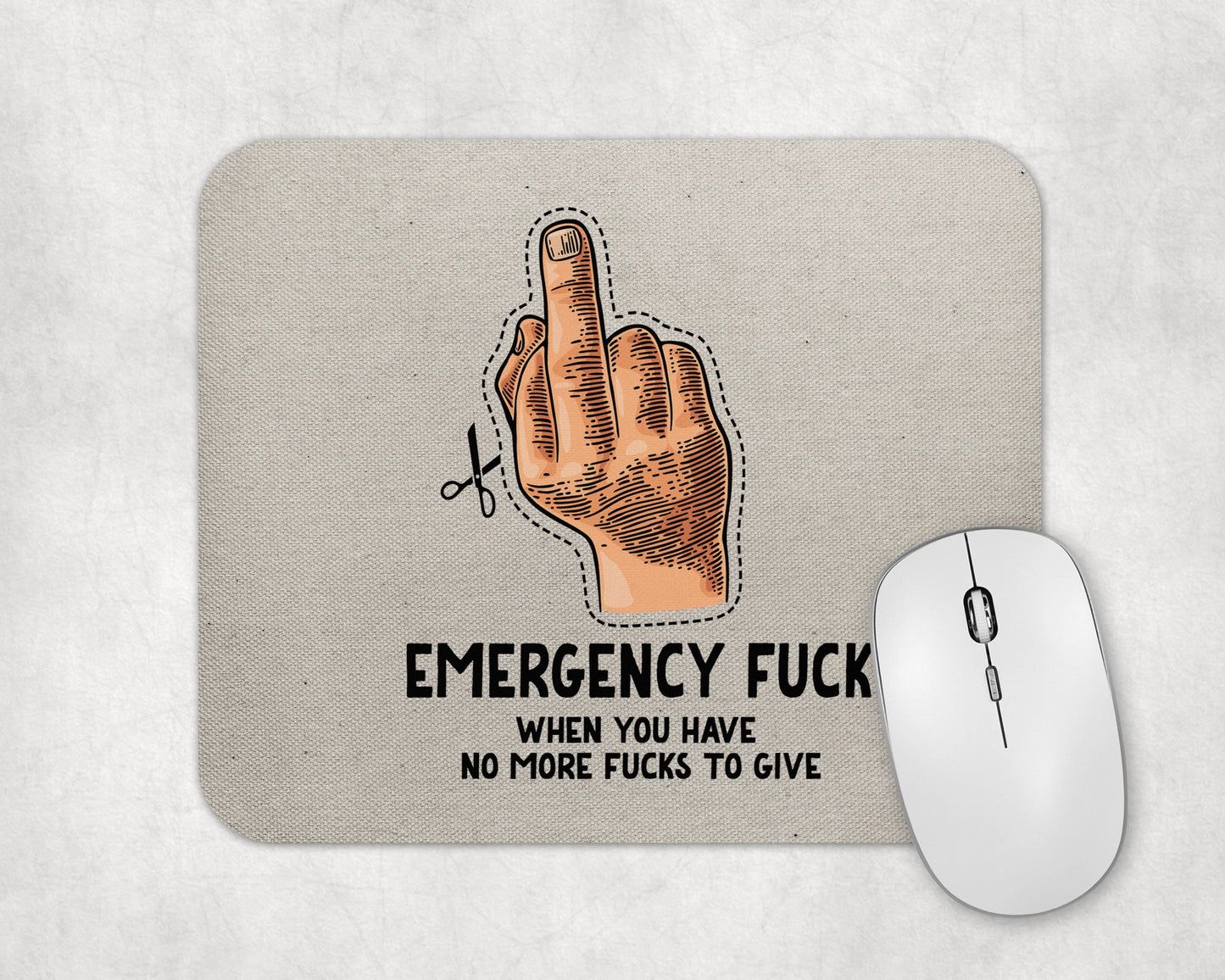 Emergency F#ck Mouse Pad / Funny Gaming Laptop Desk Mat / Office Humor Gift For Coworker