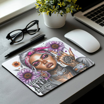 Expenssive And Difficult Mouse Pad / Boho Chic Sunflower Desk Mat / Sassy Mousepad For Her