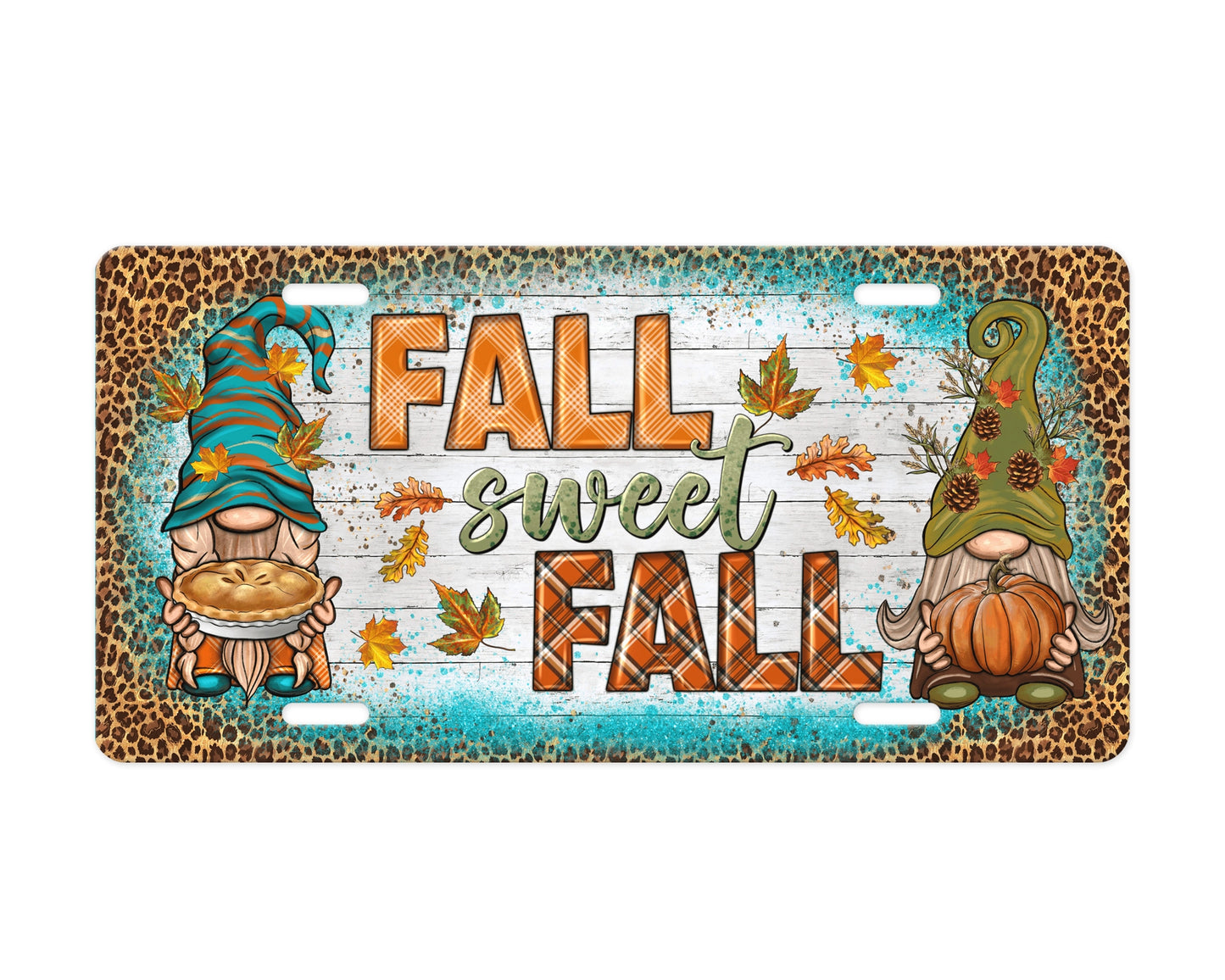 Fall Sweet Fall License Plate – Embrace the Autumn Vibes! 🍂 Gnome Vanity Plate 🍂 Metal Wall Art For Fall Lovers