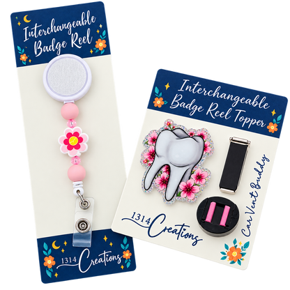 Flossin’ & Fabulous | Badge Reel Topper, Beaded Reel & Car Vent Buddy