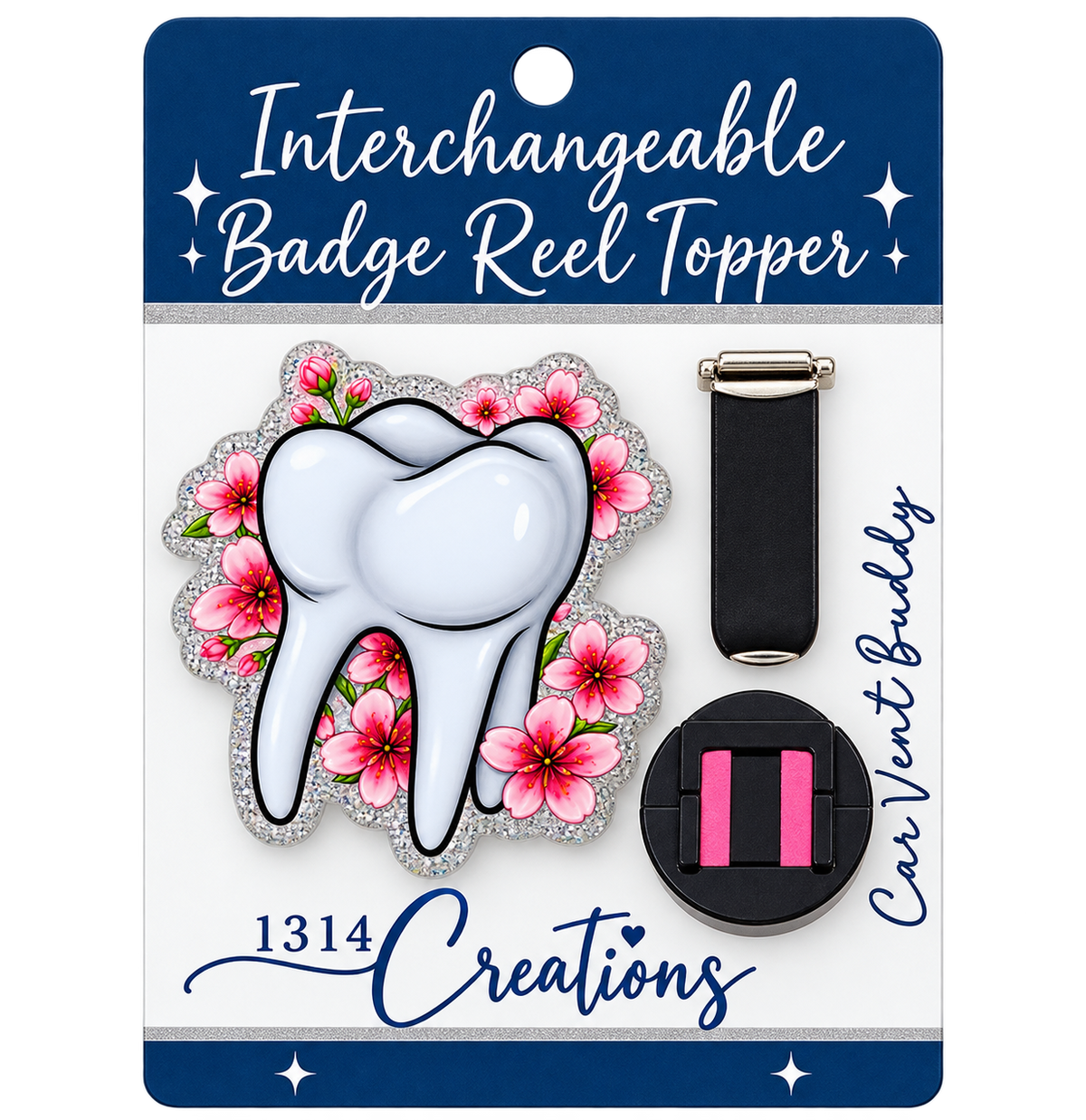 Flossin’ & Fabulous | Badge Reel Topper, Beaded Reel & Car Vent Buddy