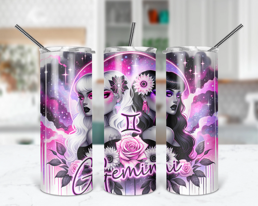 Gemini Girl Tumbler / Zodiac Sign Tumbler With Straw / Horoscope Tumbler / Gift For Astrology Lovers