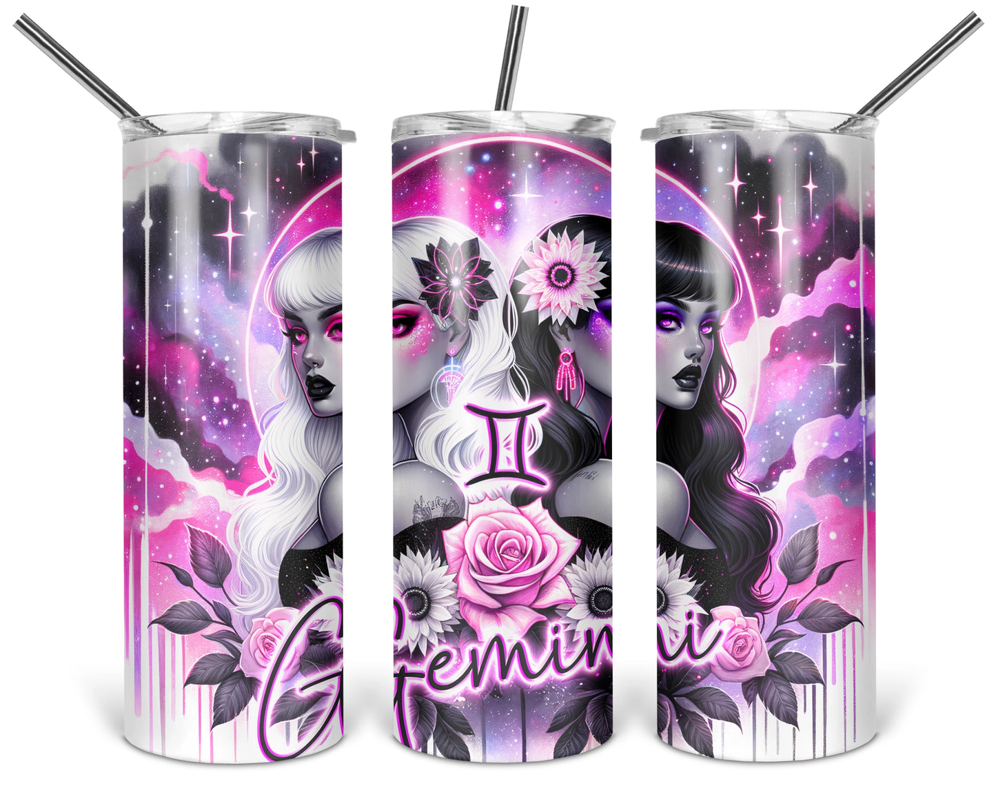 Gemini Girl Tumbler / Zodiac Sign Tumbler With Straw / Horoscope Tumbler / Gift For Astrology Lovers