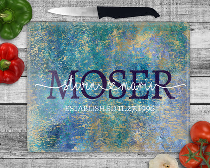 Glacier Palette Cutting Board / Personalized Glass Chopping Board / Housewarming Gift