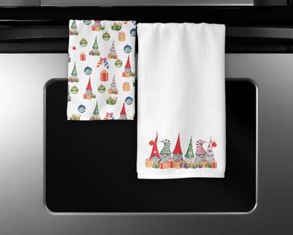 Christmas Gnomes Towel Set - Christmas Farmhouse Kitchen Decor - Gnome Bathroom Decor