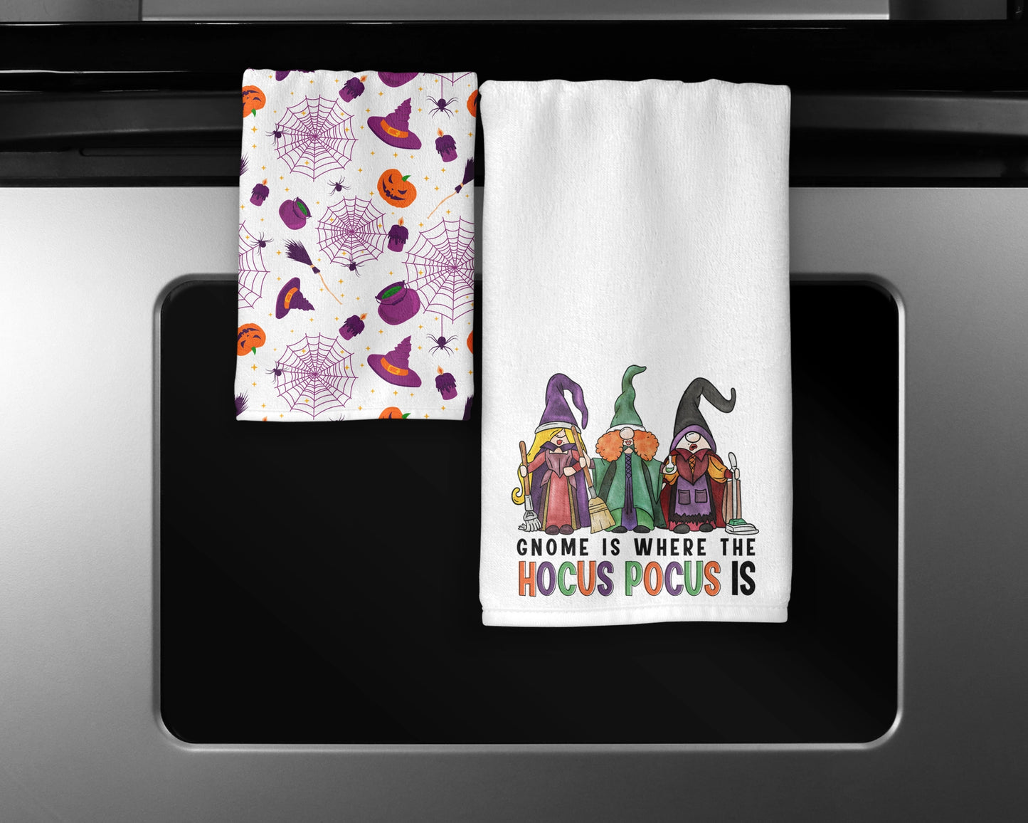 Gnome Is Where The Hocus Pocus Is Towel Set - Halloween Witch Decor