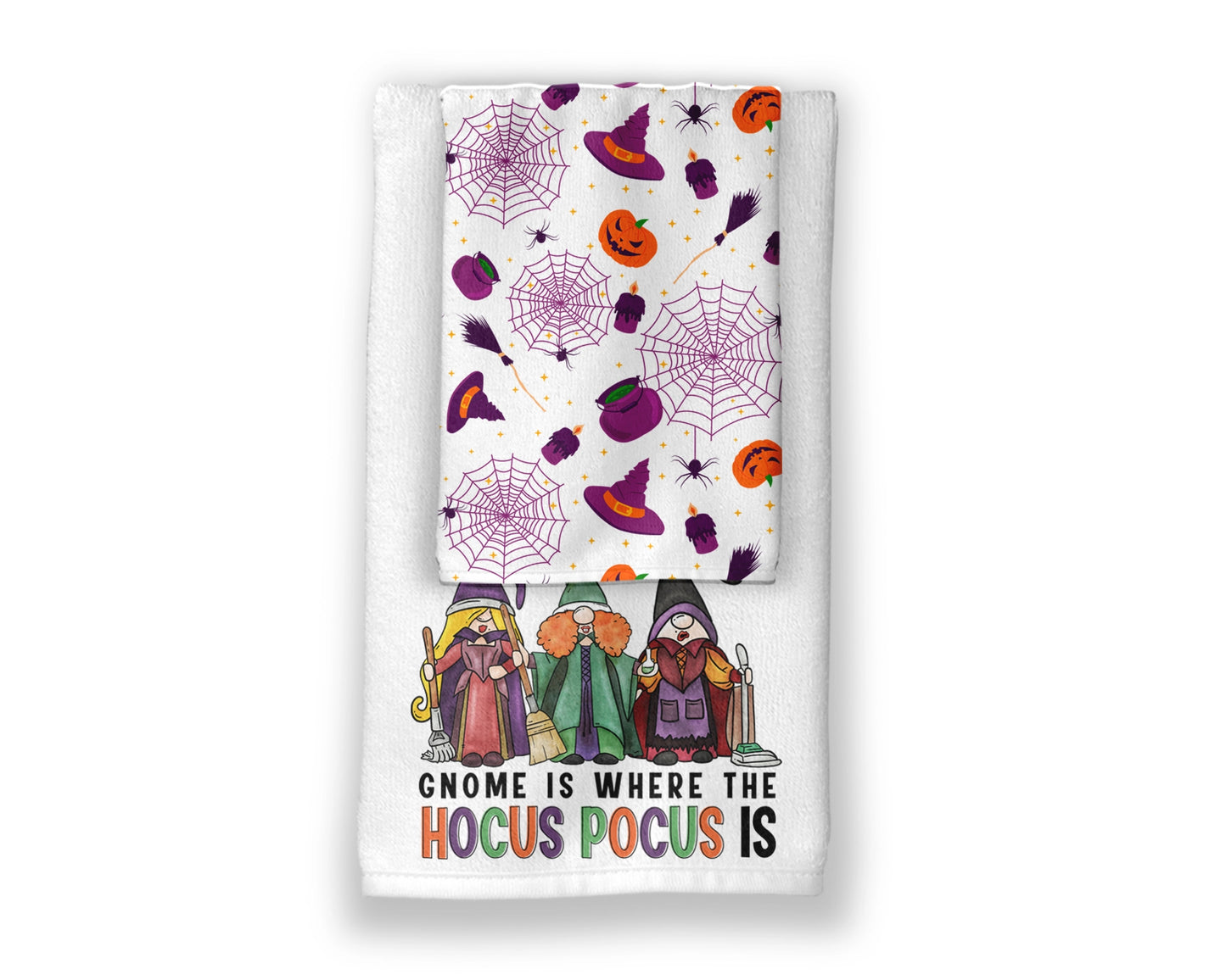 Gnome Is Where The Hocus Pocus Is Towel Set - Halloween Witch Decor