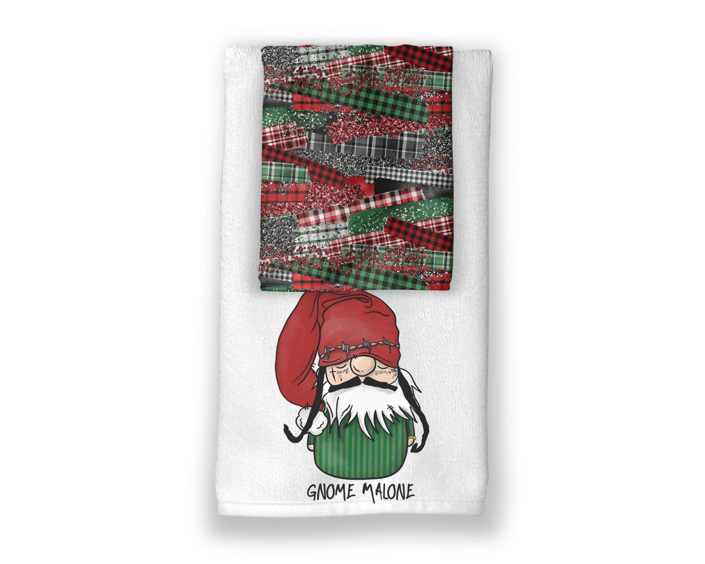 Gnome Malone Towel Set - Winter Kitchen Towels - Christmas Gnome Decor