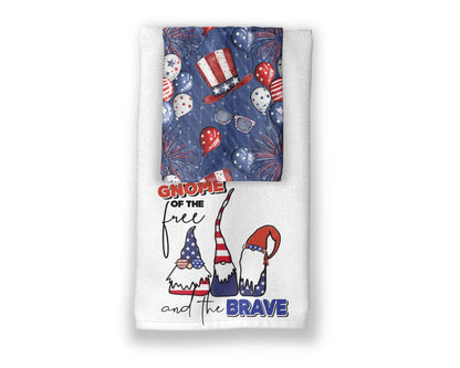 Gnome Of The Free And The Brave Towel Set - Patriotic Kitchen Towels - 4th Of July Decor