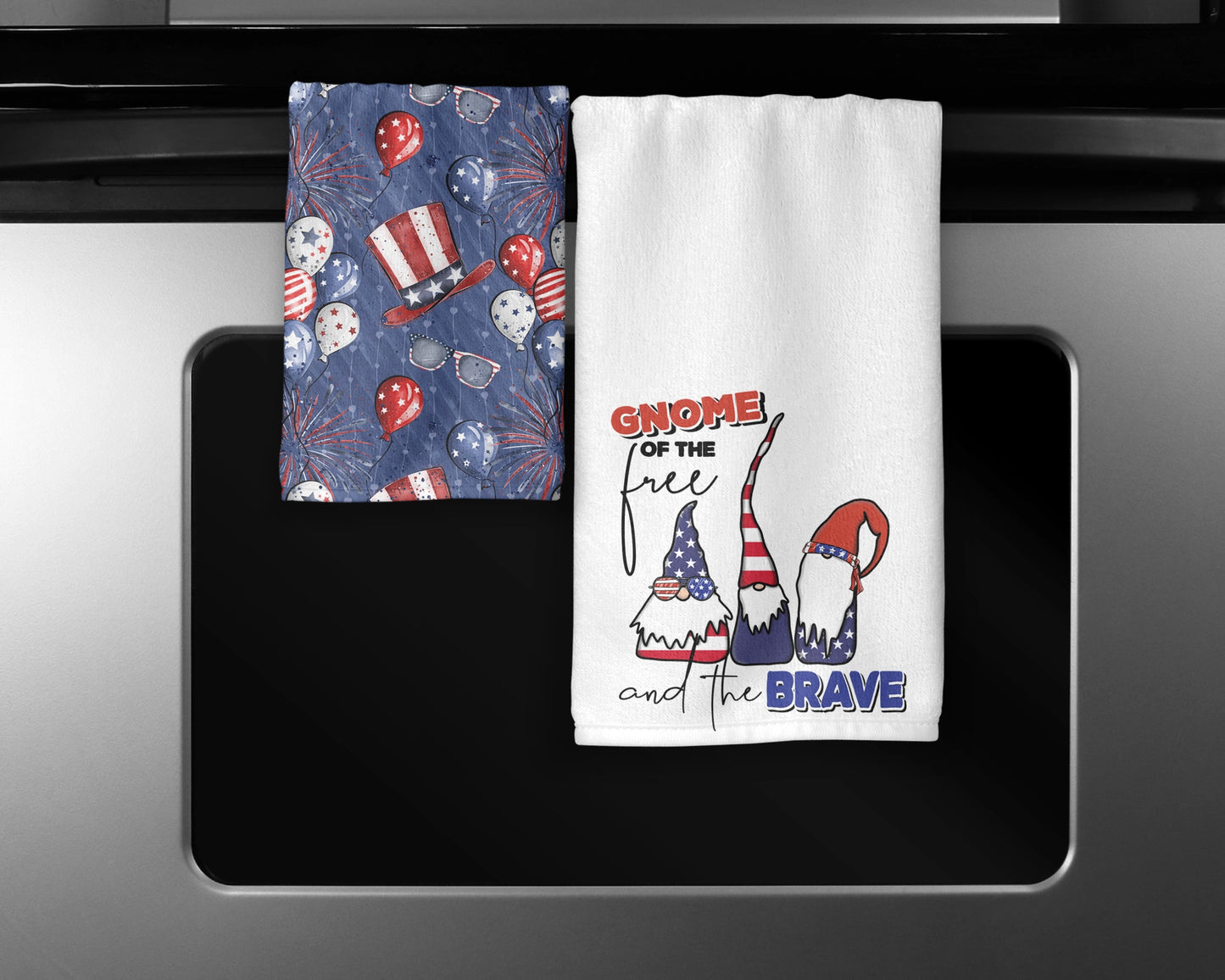 Gnome Of The Free And The Brave Towel Set - Patriotic Kitchen Towels - 4th Of July Decor