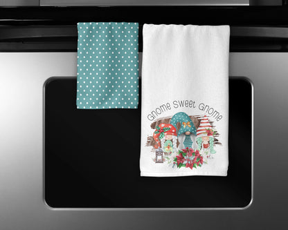 Gnome Sweet Gnome Towel Set - Winter Kitchen Towels - Christmas Bathroom Decor