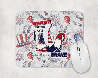 Gnome Of The Free Mouse Pad - Cute Gnome Laptop Desk Mat - Patriotic 4th Of July Decor