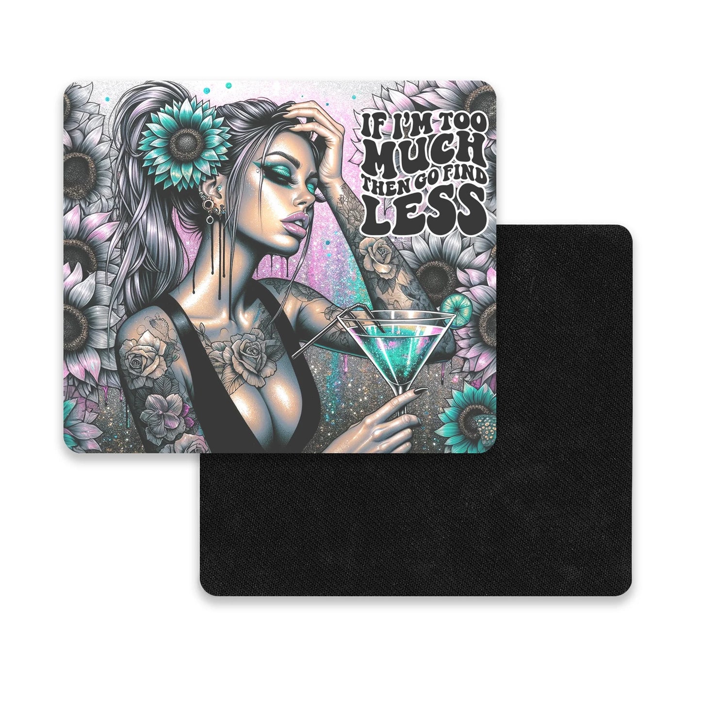 Go Find Less Mouse Pad / Boho Chic Sunflower Desk Mat / Sassy Mousepad For Her