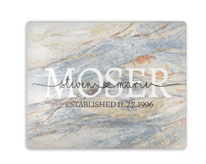 Gray Streams Cutting Board / Personalized Glass Chopping Board / Gift For Anniversary