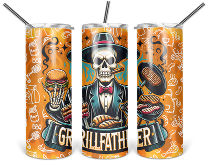 The Grillfather Tumbler / Funny 20oz Tumbler With Straw / Gift For Dad