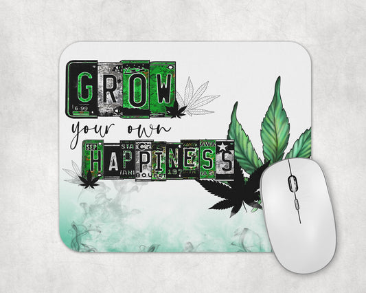 Grow Your Own Happiness Mouse Pad / Funny Herbal Laptop Desk Mat / Gift For Plant Lovers