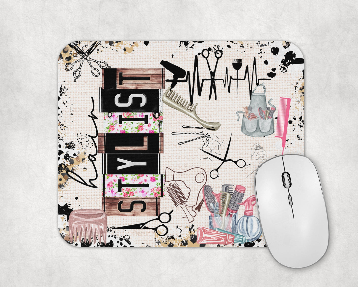 Hair Artistry Mouse Pad / Cute Laptop Desk Mat / Gift For Hair Stylist