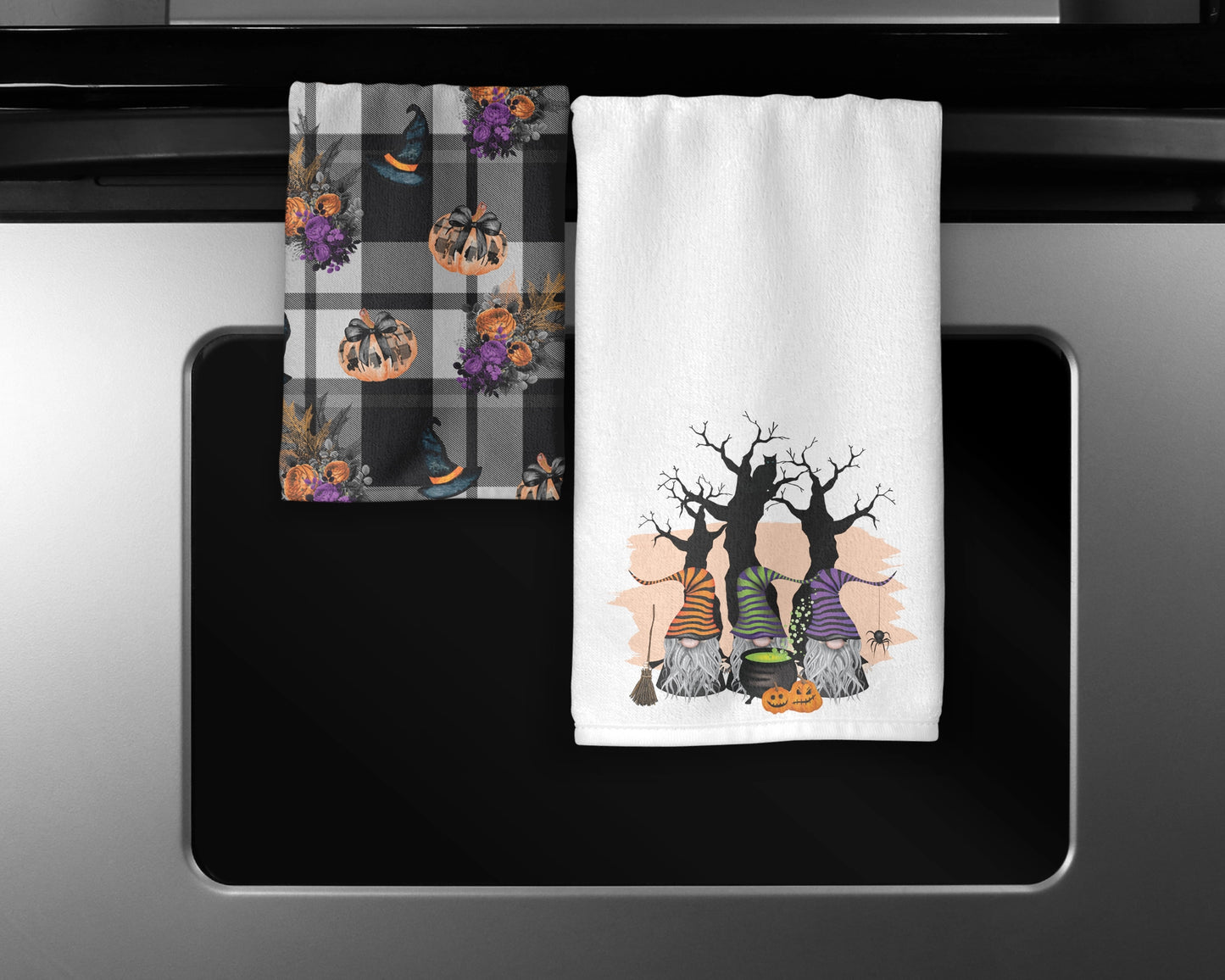 Gnomeoween Towel Set - Witchy Halloween Towels - Gnome Holiday Decor