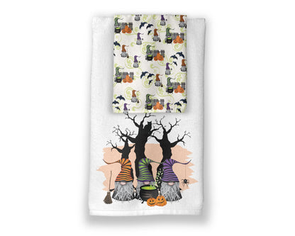 Gnometastic Haunts Towel Set - Witchy Gnome Towels - Halloween Decor