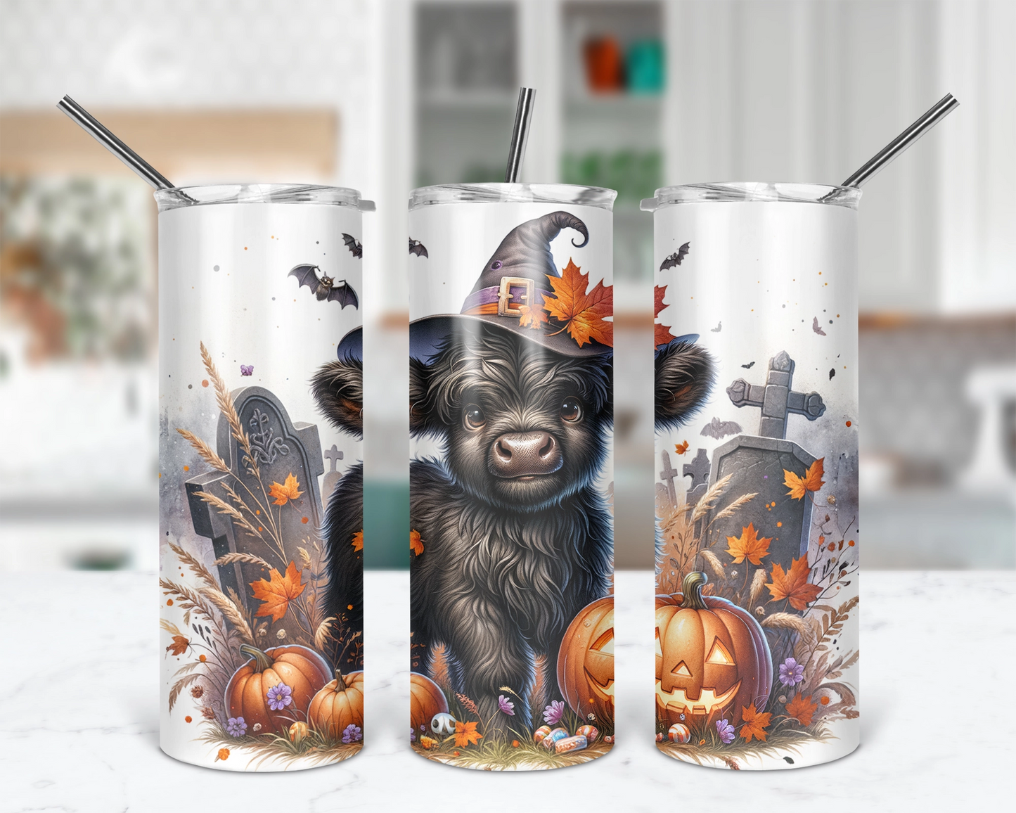 Witchy Moo Magic Tumbler / Halloween Tumbler With Straw /  Gift For Cow Lovers