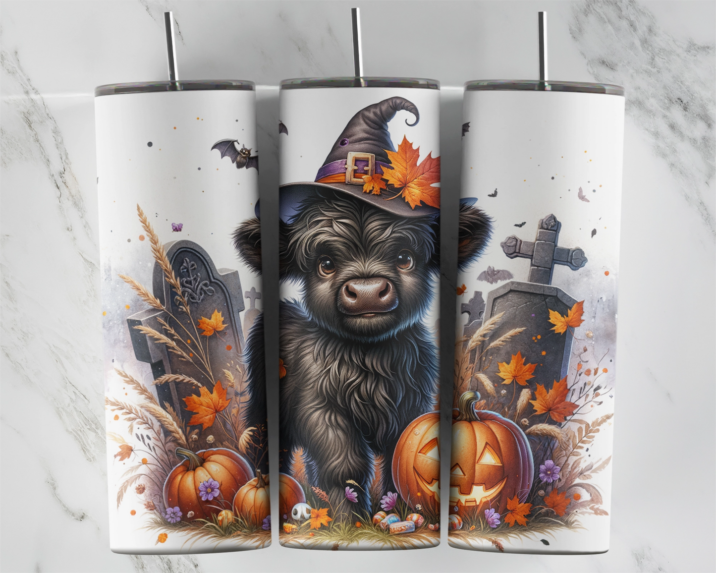 Witchy Moo Magic Tumbler / Halloween Tumbler With Straw /  Gift For Cow Lovers