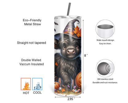 Witchy Moo Magic Tumbler / Halloween Tumbler With Straw /  Gift For Cow Lovers