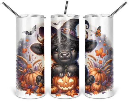 Boo-tiful Bovine Tumbler /Halloween Tumbler With Straw /  Gift For Cow Lovers