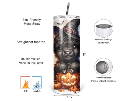 Boo-tiful Bovine Tumbler /Halloween Tumbler With Straw /  Gift For Cow Lovers