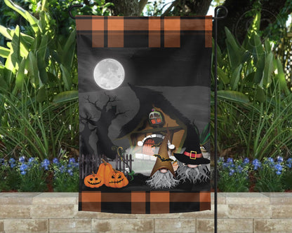 Witching Hour Gnome Garden Flag - Halloween Outdoor Yard Decor - Housewarming Gift