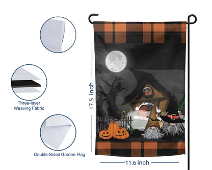 Witching Hour Gnome Garden Flag - Halloween Outdoor Yard Decor - Housewarming Gift