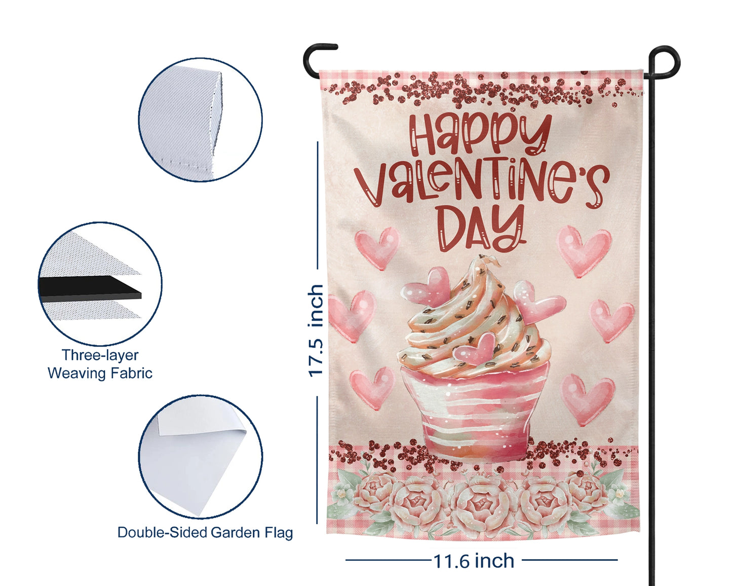 Cupid Creations Valentine's Day Flag - Custom Outdoor Yard Decor - Housewarming Gift