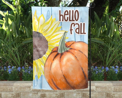 Hello Fall Garden Flag - Outdoor Yard Autumn Decor - Housewarming Gift