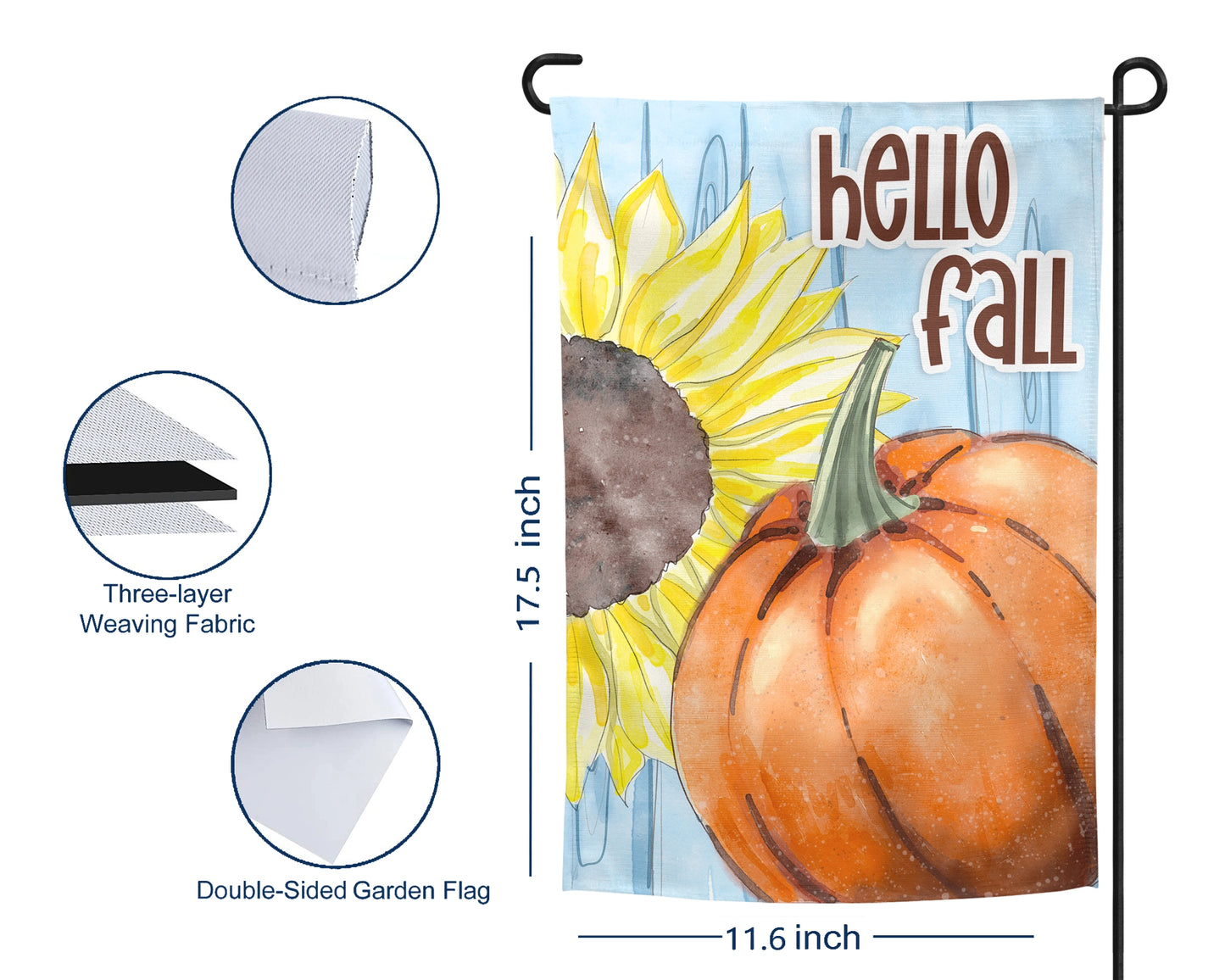 Hello Fall Garden Flag - Outdoor Yard Autumn Decor - Housewarming Gift