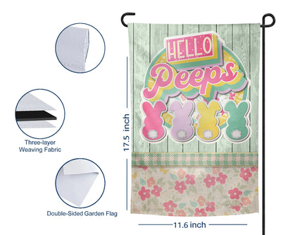 Hello Peeps Bunny Flag - Outdoor Easter Yard Decor - Housewarming Gift