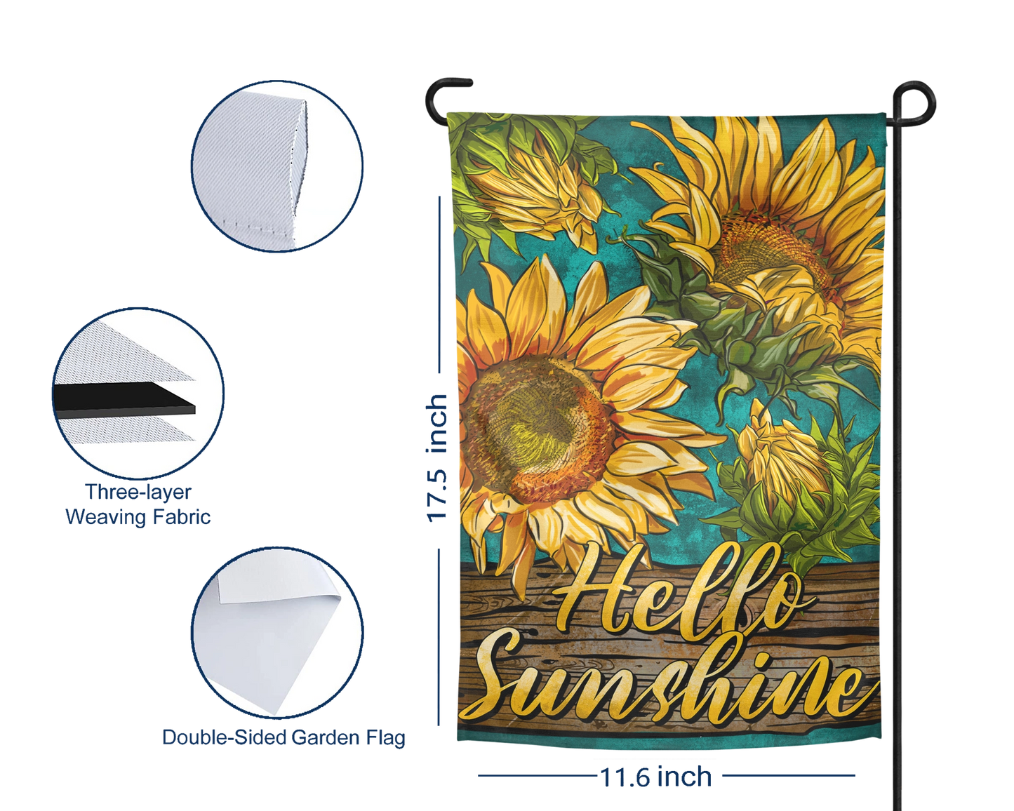 Hello Sunshine Garden Flag - Outdoor Sunflower Yard Decor - Housewarming Gift